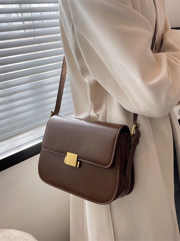 Women Minimalist PU Leather Small Square Bag Vintage Solid Color Crossbody Shoulder Bag For Daily Commuting Fashion Gift