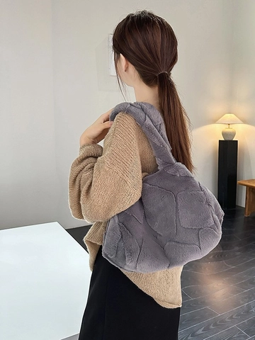 Bolso Bombonera de Piel Sintética para Mujer Textura Geométrica Gran Capacidad Bolso Tote Otoño Invierno Bolso de Hombro Suave
