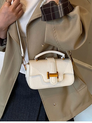 Borsa a Tracolla Retrò in Pelle PU Pieghettata da Donna Piccola Borsa Quadrata Vintage Con Fibbia in Metallo Borsa Quotidiana