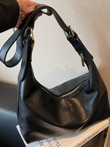 Women Vintage PU Leather Hobo Bag Large Capacity Retro Shoulder Crossbody Bag Casual Commuter Dumpling Bag For Ladies