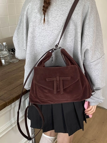 Retro PU Leather Women Backpack Large Capacity Vintage Bow Hobo Shoulder Crossbody Tote Bag With Adjustable Straps Wine Red