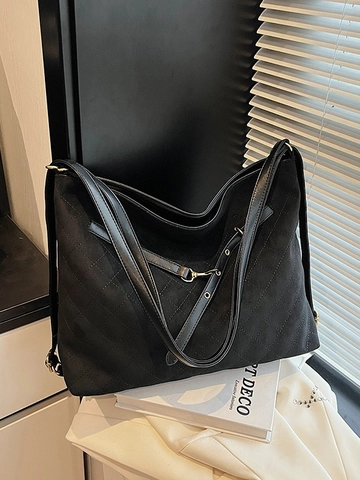Quilted PU Leather Women Backpack Vintage Large Capacity Commuter Shoulder Bag Multifunctional Urban Casual Hobo Backpack For Women
