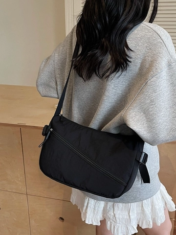 Borsa a Tracolla in Nylon a Grande Capacità Pieghettata da Donna Casual Borsa Hobo Versatile per Pendolarismo con Tracolla