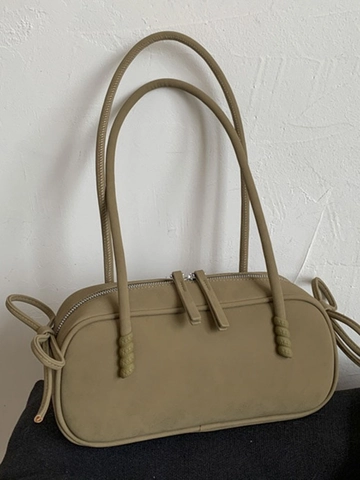 Borsa a Tracolla Vintage da Donna in Pelle PU Opaca Grande Capacità Borsa Sottobraccio con Fiocco Borsa a Cuscino Minimalista