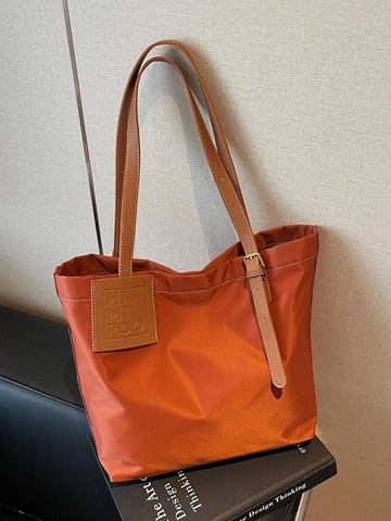 Borsa Tote Donna in Tessuto Oxford Grande Capacità Cuciture a Contrasto Borsa a Spalla Moda Pendolare Tracolla Regolabile