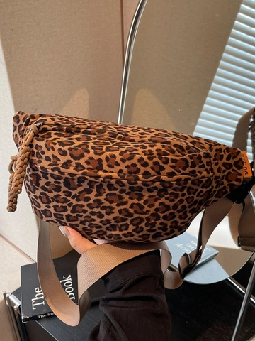 Women's Casual Leopard Print Chest Bag High-end Adjustable Wide Strap Crossbody Waist Bag Casual Fashion Polyester Fanny Pack