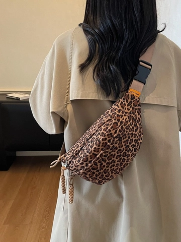 Women's Casual Leopard Print Chest Bag High-end Adjustable Wide Strap Crossbody Waist Bag Casual Fashion Polyester Fanny Pack