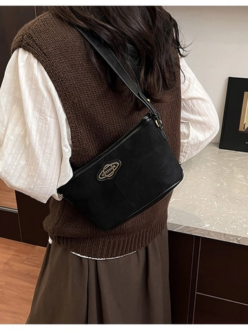 Vintage PU Leder Achseltasche Für Damen Mode All-Match Schulter Umhängetasche Retro Eimer Tasche Große Kapazität Handtasche
