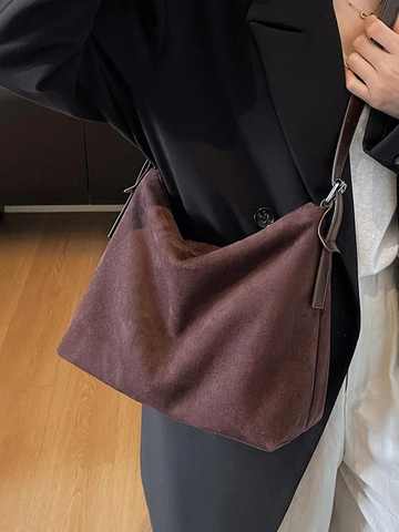 Borsa Tote da Donna Vintage in Pelle PU Effetto Scamosciato Grande Capacità Borsa a Spalla Casual Hobo Bag Minimalista