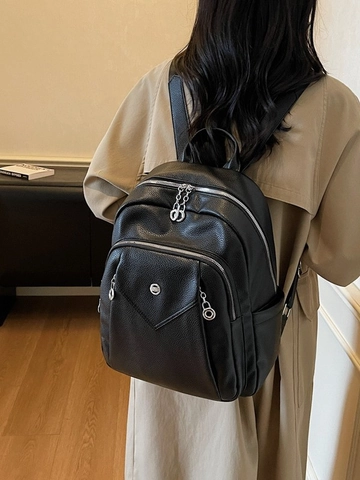 Zaino da Donna alla Moda in Pelle PU Granulata Grande Capacità Borsa da Scuola Casual Quotidiana Viaggio Resistente all'Usura