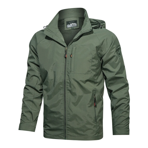 Veste Coupe-Vent Extérieure À Capuche Pour Hommes En Nylon Léger Manteau Zippé Pour La Randonnée Le Cyclisme Sportif Décontracté