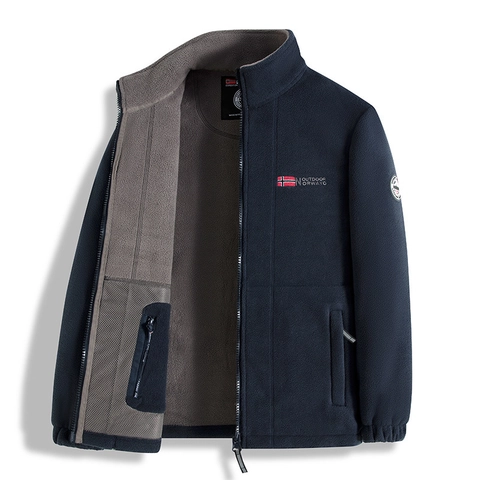 Heren Outdoor Functionele Polar Fleece Jas Warm Opstaande Kraag Rits Mantel Winddicht Winter Casual Outerwear