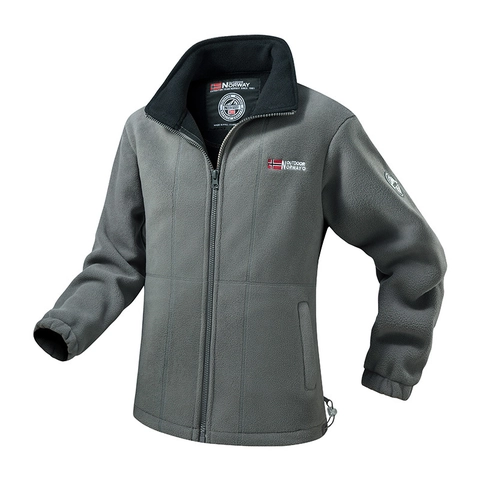 Giacca in Pile da Uomo Calda Outdoor Patch Bandiera Norvegia Collo Rialzato Cerniera Lampo Cappotto Invernale Casual