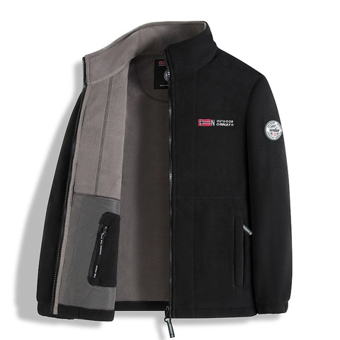 Heren Outdoor Functionele Polar Fleece Jas Warm Opstaande Kraag Rits Mantel Winddicht Winter Casual Outerwear