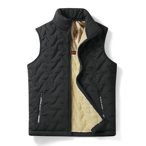 Chaleco Acolchado de Lana de Grafeno de Invierno para Hombre Chaqueta sin Mangas Acolchada con Cuello Alto Cálida y Gruesa