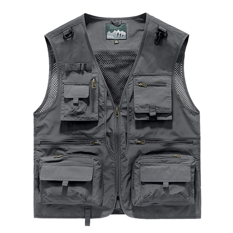 Gilet da Pesca All'aperto Multitasche da Uomo Scollo a V Senza Maniche Rete Traspirante Casual Fotografia Escursionismo Gilet