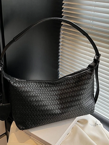 Damen Gewebte PU Leder Umhängetasche Hobo Tasche Große Kapazität Handgefertigte Textur Schulter Pendeltasche Dumpling Bag Mode