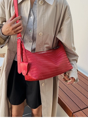 Damen Gewebte PU Leder Umhängetasche Hobo Tasche Große Kapazität Handgefertigte Textur Schulter Pendeltasche Dumpling Bag Mode