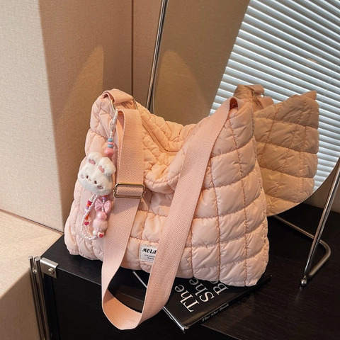 Dames Gewatteerde Puffer Crossbody Tas Grote Capaciteit Wolken Geplooide Tote Tas Zachte Polyester Schoudertas Voor Dagelijks