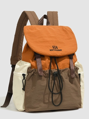 Mochila de Nailon con Bloque de Color de Contraste de Moda Bolso de Viaje Informal de Gran Capacidad para Mujer Senderismo Escuela