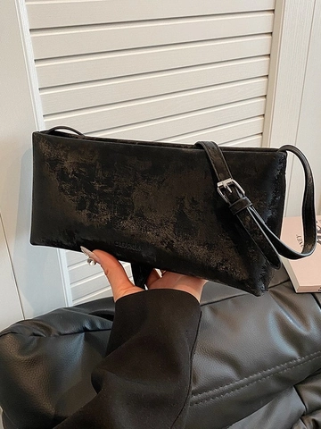 Borsa Sottobraccio in Pelle PU Distressed Vintage da Donna Borsa a Tracolla Quadrata Piccola Minimalista Borsa a Mano Moda