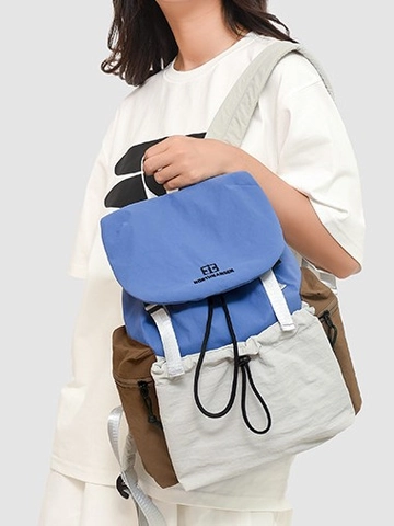 Mochila de Nailon con Bloque de Color de Contraste de Moda Bolso de Viaje Informal de Gran Capacidad para Mujer Senderismo Escuela