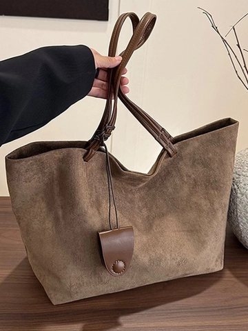 Borsa Tote in Pelle PU Smerigliata Retrò Borsa a Tracolla da Pendolare di Grande Capacità per Donna Borsa Minimalista Vintage