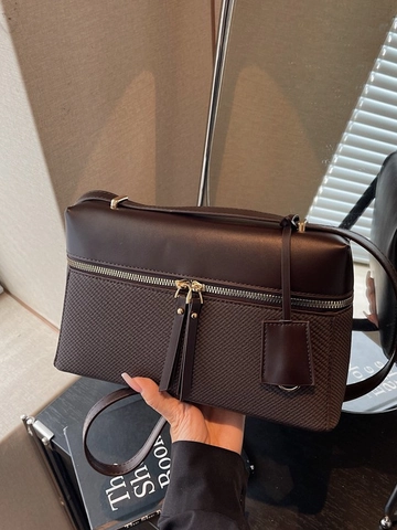 Bolso Bandolera de Piel PU para Mujer con Textura Tejida Bolso Pequeño Cuadrado Versátil para el Trabajo Bolso de Hombro Patchwork