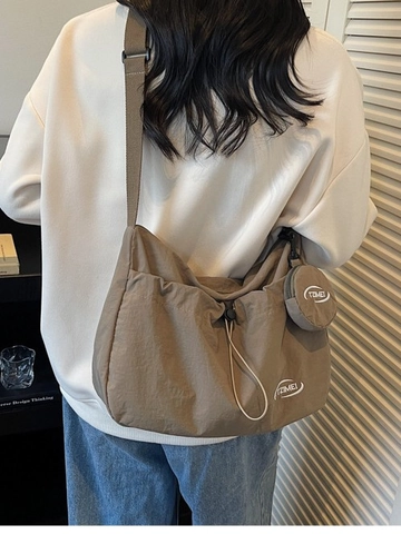 Sac en Bandoulière en Toile de Grande Capacité pour Femmes Sac Dumpling Décontracté Avec Petit Sac Rond Bandoulière Réglable Mode