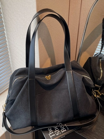 Borsa Tote in Tela a Grande Capacità per Donna Rétro Manico in Pelle a Giuntura Borsa a Tracolla Viaggio Pendolare