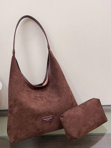 Women Leopard Print Hobo Bag Large Capacity PU Leather Shoulder Bag Retro Suede Texture Tote Bag With Pouch For Daily Commute