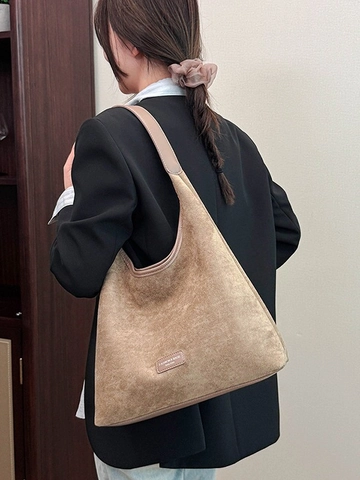 Women Leopard Print Hobo Bag Large Capacity PU Leather Shoulder Bag Retro Suede Texture Tote Bag With Pouch For Daily Commute