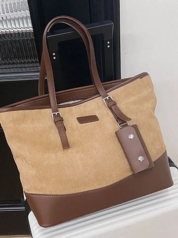 Large Capacity Leopard Print Tote Bag For Women Vintage PU Leather Splicing Shoulder Bag With Mini Pouch Casual Daily Work