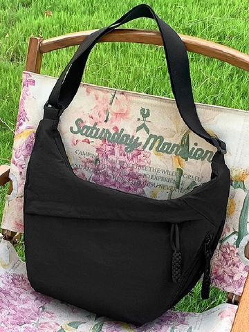 Borsa a Tracolla Mezzaluna in Nylon di Grande Capacità Impermeabile Tinta Unita Casual per Donna Borsa Crossbody da Viaggio