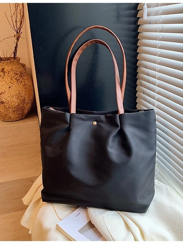 Damen Fashion Große Kapazität PU Tote Bag Plissee Umhängetasche Casual Commuter Handtasche Für Den Täglichen Gebrauch Einfarbig