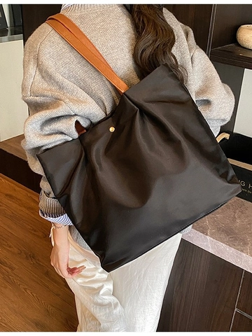 Damen Fashion Große Kapazität PU Tote Bag Plissee Umhängetasche Casual Commuter Handtasche Für Den Täglichen Gebrauch Einfarbig