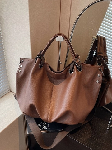 Bolso Tote de Cuero PU de Gran Capacidad para Mujer Diseño de Nicho Vintage Plisado Textura de Lichi Bolso de Hombro