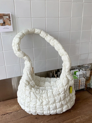 Borsa a Spalla Trapuntata a Bolle da Donna Grande Capacità in Nylon Imbottita Hobo Bag Casual Cloud Borsa a Tracolla Fashion Dumpling Bag