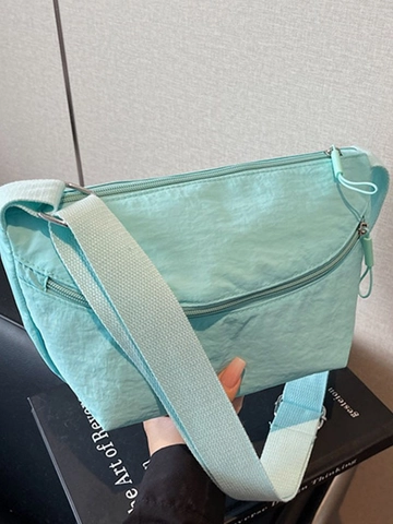 Bolso Bandolera de Tela Minimalista para Mujer Gran Capacidad Casual Color Sólido Mensajero Media Luna Con Correa Ancha