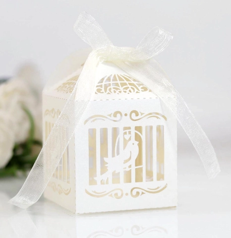 Caja de Caramelos Corte Láser Jaula de Pájaros Estilo Europeo Boda Caja de Regalo Para Chocolate San Valentín Decoración Fiesta