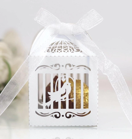 Caja de Caramelos Corte Láser Jaula de Pájaros Estilo Europeo Boda Caja de Regalo Para Chocolate San Valentín Decoración Fiesta