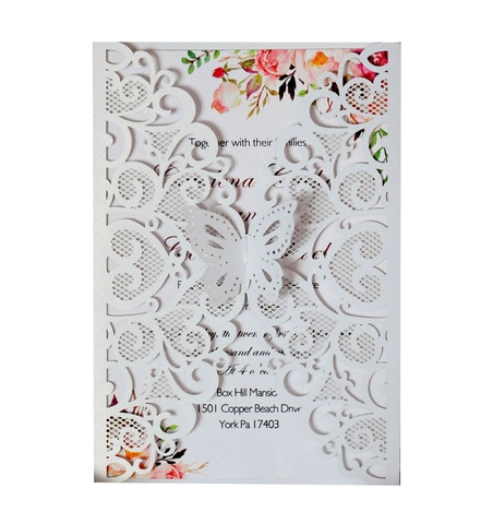 Laser Cut Wedding Invitations European Style Butterfly Hollow Lace Invitation Cards With Envelopes For Wedding Party Valentines