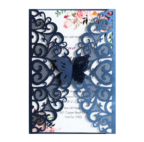 Laser Cut Wedding Invitations European Style Butterfly Hollow Lace Invitation Cards With Envelopes For Wedding Party Valentines