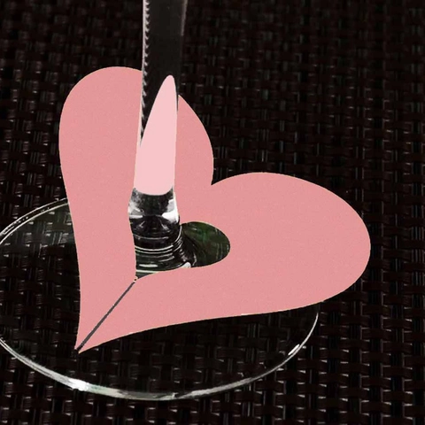 Marque-Places Forme de Coeur Découpés au Laser pour Verres à Vin Décorations de Mariage Fête Papier Nacré Cartes de Table Banquet