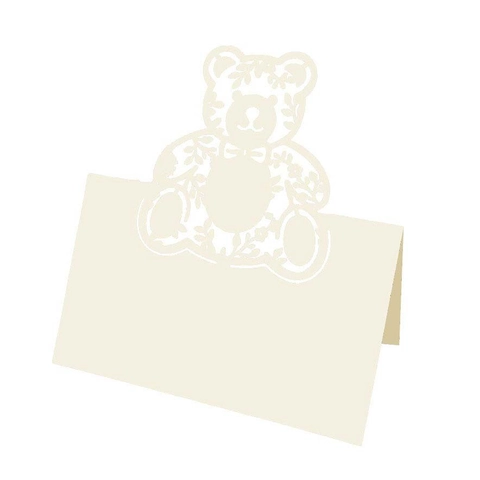Laser Cut Bear Pearl Paper Place Cards Hollow Table Name Cards For Wedding Banquet Party Birthday Dinner Table Decoration