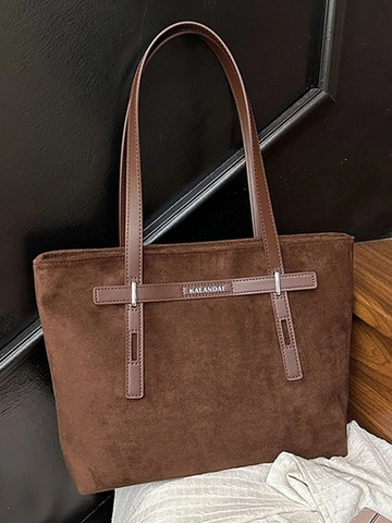 Women Large Capacity Leopard Suede Tote Bag Vintage Matte Shoulder Bag Versatile Student Handbag Daily Travel Commuter Purse