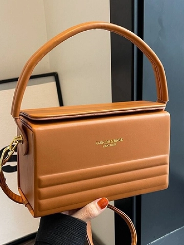 Borsa a Tracolla da Donna in Pelle PU con Fibbia Magnetica Goffrata Piccola Borsa Quadrata Stile Minimalista Borsa a Mano