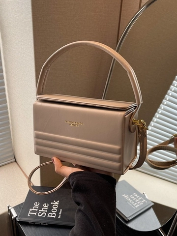 Borsa a Tracolla da Donna in Pelle PU con Fibbia Magnetica Goffrata Piccola Borsa Quadrata Stile Minimalista Borsa a Mano