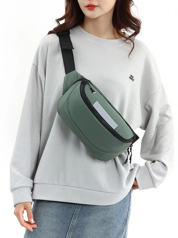 Large Capacity Crossbody Chest Bag For Men Women Waterproof Nylon Waist Pack With Reflective Strip Adjustable Shoulder Bag