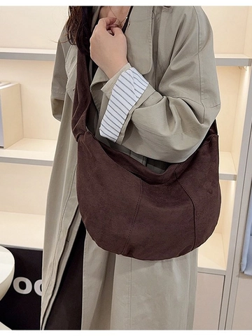 Large Capacity Frosted Vintage Nylon Dumpling Bag For Women Casual Pleated Shoulder Hobo Bag Crossbody Bag